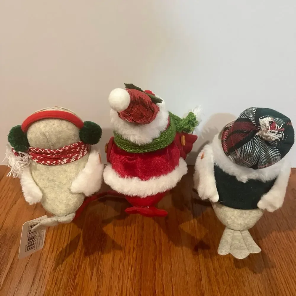 3 Christmas felt fabric Birds